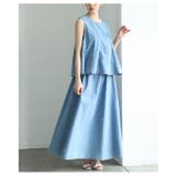 ライトブルー | 煌めくパールで品よく仕上がるフレアベスト&スカートセットアップ レディース | Sawa a la mode