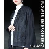 ブラック | さりげなく華やぐフラワーエンブロイダリーシアーブルゾン レディース アウター | Sawa a la mode