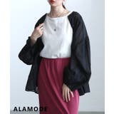 ブラック | 軽やかさで魅せるシアータックバンドカラーシャツ レディース トップス | Sawa a la mode