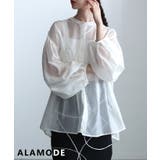 オフホワイト | 軽やかさで魅せるシアータックバンドカラーシャツ レディース トップス | Sawa a la mode