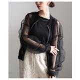 ブラック | 纏えば雰囲気高まるボリュームスリーブチュールブルゾン レディース ファッション | Sawa a la mode