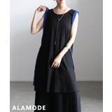 ブラック | 揺れて魅せるサイドラインノースリーブチュニック レディース チュニック | Sawa a la mode