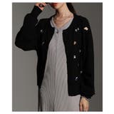 ブラック | 大人の遊び心宿る花柄×果物刺繍ニットカーディガン レディース ファッション | Sawa a la mode