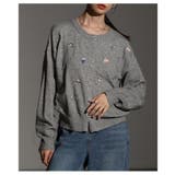 グレー | 大人の遊び心宿る花柄×果物刺繍ニットカーディガン レディース ファッション | Sawa a la mode