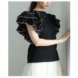 ブラック | 贅沢に膨らむティアードフリルスリーブカットソー レディース ファッション | Sawa a la mode