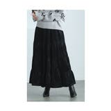 ブラック | しっとり艶めくベロアのティアードロングスカート レディース ファッション | Sawa a la mode