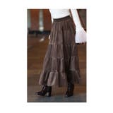ブラウン | しっとり艶めくベロアのティアードロングスカート レディース ファッション | Sawa a la mode
