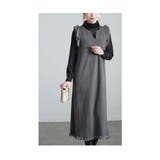 チャコール | 愛されシアーフリルのロングニットワンピース レディース ファッション | Sawa a la mode
