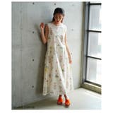 ホワイト | 大人の可愛さ引き立つウエストカーブ切り替えのフラワーロングワンピース レディース | Sawa a la mode