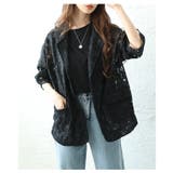 ブラック | ハンサムに華やぐ甘いレトロな花柄レーステーラードジャケット レディース | Sawa a la mode