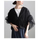 ブラック | 重ねて華やぐドット柄チュールレイヤードブルゾン レディース ファッション | Sawa a la mode