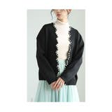 ブラック | パールの輝きが女性らしいきれいめニットカーディガン レディース ファッション | Sawa a la mode