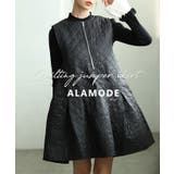 ブラック | カジュアルな甘さ漂うダイヤ×花柄キルティングワンピース レディース ファッション | Sawa a la mode