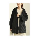 ブラック | サマになる異素材ドッキングキルティングダウンコート レディース ファッション | Sawa a la mode