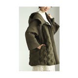 カーキ | サマになる異素材ドッキングキルティングダウンコート レディース ファッション | Sawa a la mode