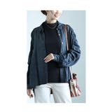 インディゴ | こなれた大人のギャザースリーブデニムシャツトップス レディース ファッション | Sawa a la mode