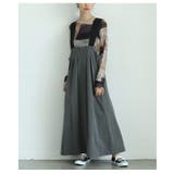 グレー×ブラック | フロントジップタックフレアジャンパースカート レディース ファッション | Sawa a la mode
