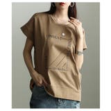 モカ | こなれ度満点なスクエアロゴ入りコットンTシャツ レディース ファッション | Sawa a la mode