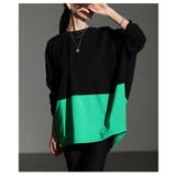 ブラック | ゆるっと即こなれるバイカラープルオーバー レディース ファッション | Sawa a la mode