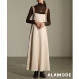 ベージュ | 異素材ミックスで魅せるサイドラインジャンパースカート レディース ワンピース | Sawa a la mode