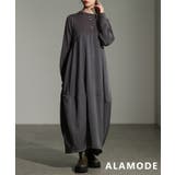 チャコール | 異素材で魅せるコクーンワンピース レディース ワンピース | Sawa a la mode