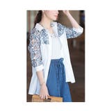 ホワイト | カットワークレースの切替シャツチュニック レディース ファッション | Sawa a la mode