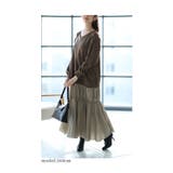 ブラウン | 裾が揺れるティアードフレアのドッキングワンピース レディース ファッション | Sawa a la mode