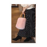 ピンク | お洒落なバンブーハンドルのエコファーバッグ レディース ファッション | Sawa a la mode