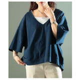 ネイビー | トレンド感を重ねるオーバーシルエットVネックプルオーバー レディース ファッショ… | Sawa a la mode