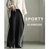 ブラック | さっと穿いて洒落るサイドラインフロントタックパンツ レディース ボトムス | Sawa a la mode