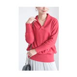 レッド | 綺麗めリラクシーなカシュクールネック綿ニットトップス レディース ファッション | Sawa a la mode