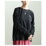 ブラック | 毎日着たくなるシャーリングスリーブコットンロンT レディース ファッション | Sawa a la mode