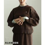 ダークブラウン | シンプルに映える配色アクセントクルーネックニット レディース トップス | Sawa a la mode