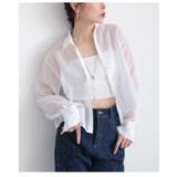 ホワイト | 大人の抜け感を愉しむ襟付きショート丈シアーシャツブラウス レディース ファッション | Sawa a la mode