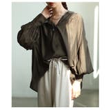 ダークブラウン | ニュアンス溢れる袖コンシャスブラウス レディース ファッション | Sawa a la mode