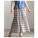 オフホワイト | 品よく広がるチェック柄プリーツフレアスカート レディース ファッション | Sawa a la mode