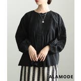 ブラック | ナチュラルに纏うインド綿ピンタックブラウス レディース トップス | Sawa a la mode