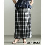 ブラック | 揺れ感まで絵になるワッシャープリーツチェックスカート レディース ボトムス | Sawa a la mode