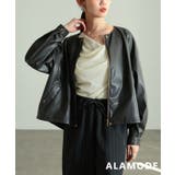 チャコールグレー | 抜け感で着こなすノーカラーフェイクレザージャケット レディース アウター | Sawa a la mode