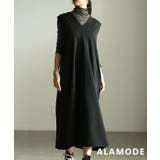 ブラック | ラインで魅せるショルダーラインVネックワンピース レディース ワンピース | Sawa a la mode