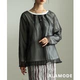 オフ×ブラック | 一枚で完成するオーガンジーレイヤードプルオーバー レディース トップス | Sawa a la mode