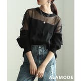 ブラック | 透け感で魅せるシアードッキングプルオーバー レディース トップス | Sawa a la mode
