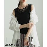 ブラック | 重ねるだけで華やぐ前後2WAYレースネックタンクトップ レディース トップス | Sawa a la mode