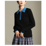 ブラック | 配色マジックに魅了するバイカラーポロニットプルオーバー レディース ファッション | Sawa a la mode