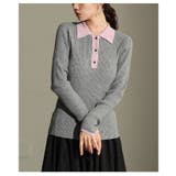 杢グレー | 配色マジックに魅了するバイカラーポロニットプルオーバー レディース ファッション | Sawa a la mode