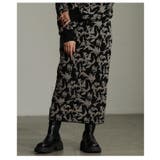 ブラック | 奥行き纏うリーフモチーフふくれジャガードニットスカート レディース ファッション | Sawa a la mode