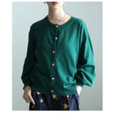 グリーン | お気に入りが見つかるメタルボタンニットカーディガン レディース ファッション | Sawa a la mode