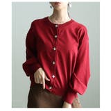 レッド | お気に入りが見つかるメタルボタンニットカーディガン レディース ファッション | Sawa a la mode