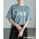 ブルー | デイリーに頼れるロゴプリントTシャツ レディース トップス | Sawa a la mode