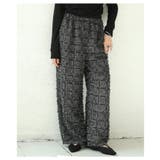 ブラック | 旬のシーズンムード高まるチェック柄ジャガードワイドパンツ レディース ファッション | Sawa a la mode